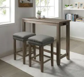 Furniture of America CM3474GY-PT-3PK Caerleon - 3 Piece Counter Height Table Set - Wire - Brushed Gray / Gray