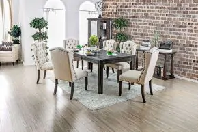 Furniture of America CM3324BK-T-84-VN Sania - 8 Dining Table - Antique Black / Beige
