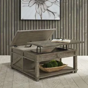 Liberty Furniture 172-OT1010 Parkland Falls - Square Lift Top Cocktail Table - Weathered Taupe