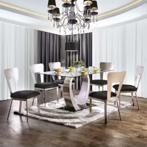 Furniture of America CM3728T-TABLE Nova - Dining Table - Silver / Black