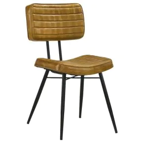 CoasterEssence 110642 Misty - Leather Upholstered Dining Side Chair (Set of 2) - Camel