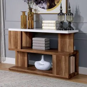 Furniture of America FOA4496S Majken - Sofa Table - White / Natural Tone