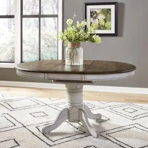 Liberty Furniture 186W-CD-PED Liberty Furniture 186W-CD-PED Carolina Crossing - Pedestal Table - White / Antique Honey