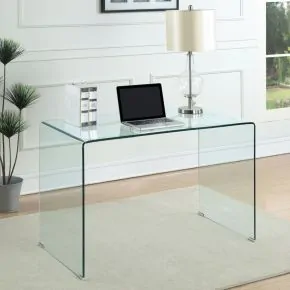 CoasterEssence 801581 Ripley - Tempered Bent Glass Writing Desk Clear - Clear Glass
