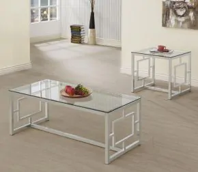 Coaster Fine Furniture 703738-S2 Merced - 2 Piece Rectangular Coffee And End Table Set - Nickel