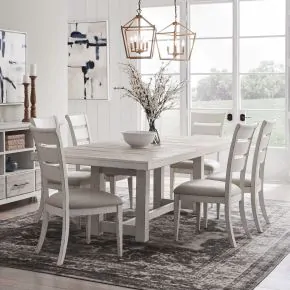 Liberty Furniture 142-DR-7TRS Liberty Furniture 142-DR-7TRS Backroads - 7 Piece Trestle Table Set - Weathered White & Parchment