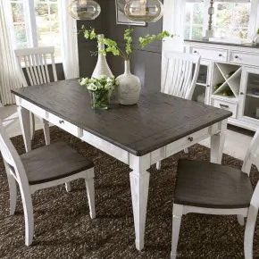 Liberty Furniture 417-DR-5RLS Allyson Park - 5 Piece Rectangular Table Set - Wirebrushed White / Charcoal