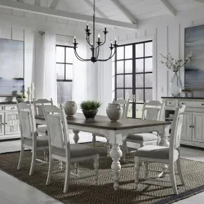 Liberty Furniture 237-DR-7RLS Liberty Furniture 237-DR-7RLS River Place - 7 Piece Rectangular Table Set - Riverstone White & Tobacco