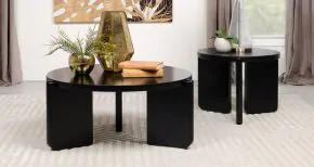 Coaster Fine Furniture 709678-S2 Cordova - 2 Piece Solid Wood Coffee And End Table Set - Black