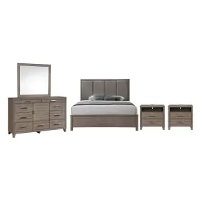 New Classic 00-B3412-15N New Classic 00-B3412-15N Harrisburg - 6/6 Eastern King 5 Piece Bedroom Set (Bed, Dresser, Mirror, 2 Nightstands) - Walnut