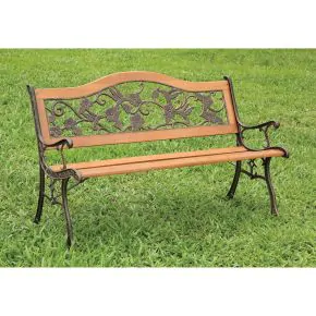 Furniture of America CM-OB1806 Alba - Patio Wooden Bench - Antique Oak