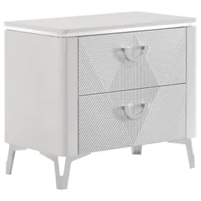 Coaster Fine Furniture 215792 Cassia - 2-Drawer Nightstand Bedside Table - White High Gloss