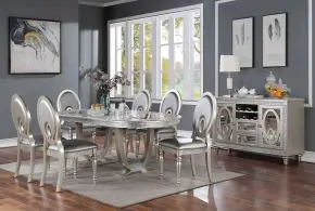 Furniture of America CM3541SV-T-TABLE Cathalina - Oval Dining Table - Silver