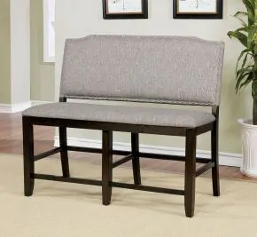 Furniture of America CM3911PBN Teagan - Counter Height Bench - Dark Walnut / Gray