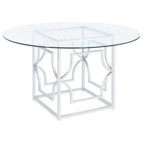 Coaster Fine Furniture 192561BG Starlight - Round Glass Top Metal Dining Table - Chrome