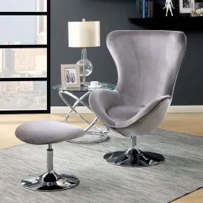 Furniture of America CM-AC6841GY Shelia - Accent Chair With Ottoman - Gray