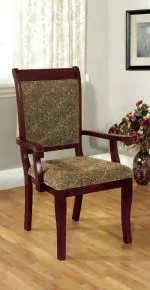 Furniture of America CM3224AC-2PK St. Nicholas - Arm Chair (Set of 2) - Antique Cherry / Beige