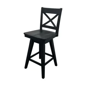 Intercon BS-BS-375W-BLK-K24 Wooden Barstool With X Back - Black
