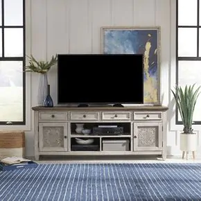 Liberty Furniture 824-TV76T Liberty Furniture 824-TV76T Heartland - 76" Tile TV Console - Antique White / Tobacco Tops