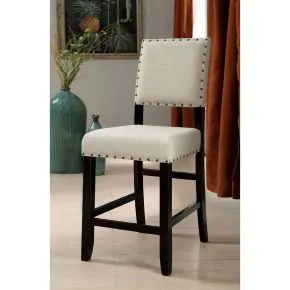 Furniture of America CM3324BK-PC-2PK Sania - Counter Height Chair (Set of 2) - Antique Black / Beige