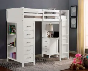 Furniture of America CM-BK970-BED Cassidy - Twin Loft Bed With Drawers - White