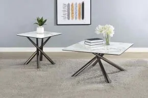 Coaster Fine Furniture 708138-S2 Carvell - 2 Piece Square Coffee And End Table Set - Mirage White