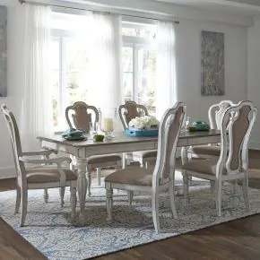 Liberty Furniture 244-DR-7LGS Liberty Furniture 244-DR-7LGS Magnolia Manor - 7 Piece Leg Table Set - Antique White / Brown
