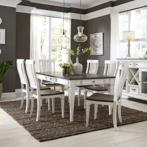 Liberty Furniture 417-DR-7RLS Liberty Furniture 417-DR-7RLS Allyson Park - 7 Piece Rectangular Table Set - Wirebrushed White / Charcoal