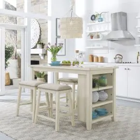 Liberty Furniture 942W-CD-5CTS Brook Creek - 5 Piece Counter Set - White