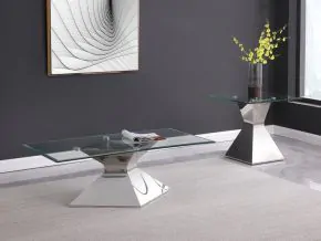Coaster Fine Furniture 710208-S2 Jenny - 2 Piece Rectangular Coffee And End Table Set - Chrome
