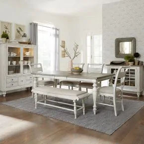 Liberty Furniture 661W-CD-6RTS Liberty Furniture 661W-CD-6RTS Whitney - 6 Piece Rectangular Table Set - Antique Linen / Weathered Gray