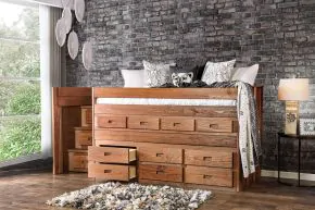 Furniture of America AM-BK601-BED-SLAT Cleo - Twin Captain Bed With Slat Kit - Mahogany