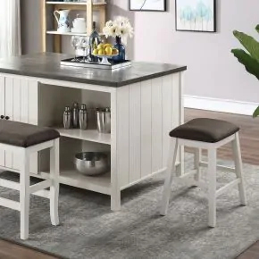 Furniture of America CM3498PBN Heidelberg - Counter Height Bench - Off-White / Dark Gray