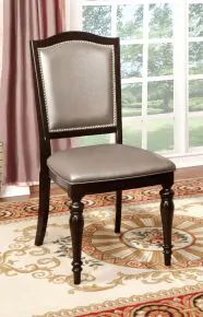 Furniture of America CM3970GL-SC-2PK Harrington - Side Chair (Set of 2) - Dark Walnut / Pewter