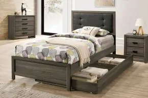 Furniture of America FOA7927T-BED Roanne - Twin Bed - Gray / Charcoal