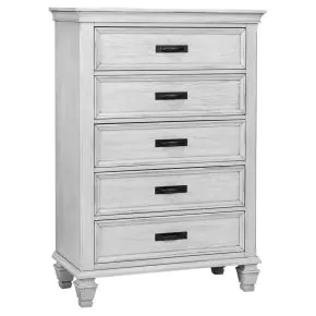 CoasterEssence 205335 Franco - 5-Drawer Bedroom Chest - Distressed White