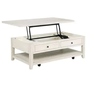 Coaster Fine Furniture 710555 Payne - 48" Mobile Lift Top Coffee Table - Distressed White