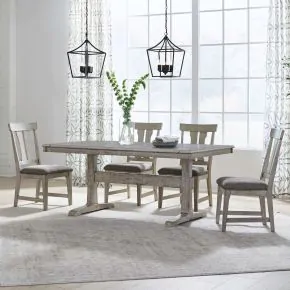 Liberty Furniture 528-CD-5TRS Hallendale - 5 Piece Trestle Table Set - Gravel Wash