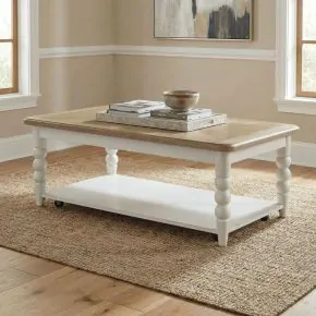 Liberty Furniture 762-OT1010 Turnberry Park - Rectangular Cocktail Table - Washed White