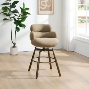 ACME DN03808 ACME DN03808 Jena - Counter Height Chair With Swivel - Taupe & Bronze