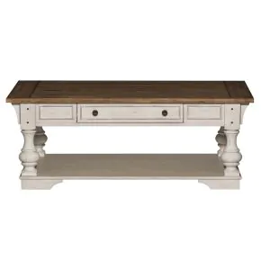 Liberty Furniture 498-OT1010 Morgan Creek - Cocktail Table - Antique White / Wirebrushed Tobacco Accents