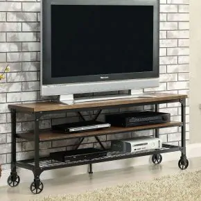 Furniture of America CM5278-TV-54 Ventura - TV Stand (Wood & Metal) - Antique Black / Medium Oak