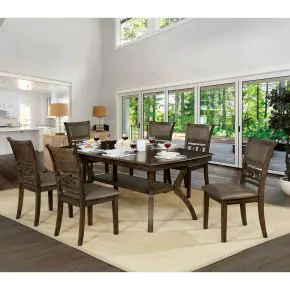 Furniture of America CM3023T Holly - Dining Table - Antique Walnut / Warm Gray