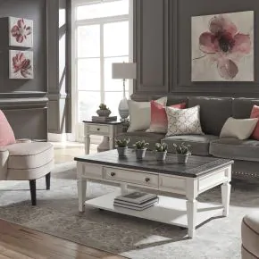 Liberty Furniture 417-OT-3PCS Allyson Park - 3 Piece Table Set - Wirebrushed White / Charcoal