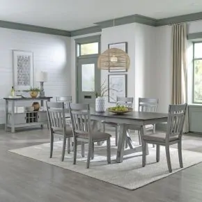 Liberty Furniture 131-CD-7TRS Newport - 7 Piece Trestle Table Set - Smokey Gray / Carbon Gray