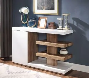 Furniture of America FOA4495S Moa - Sofa Table - White / Natural Tone