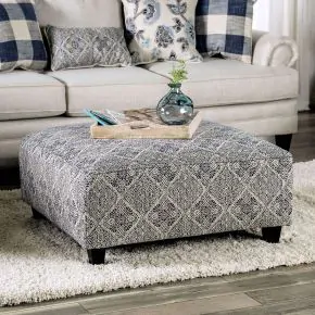 Furniture of America SM8101-OT Nash - Ottoman - Ivory / Navy
