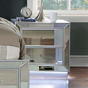 Furniture of America CM7417SV-N Belladonna - Nightstand With LED & USB - Silver
