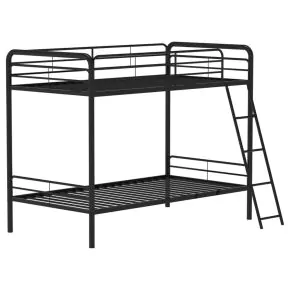 Coaster Fine Furniture 460334BLK Carson - Metal Twin Over Twin Bunk Bed - Glossy Black