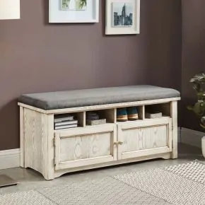 Furniture of America CM-AC308WH Gwebdolyn - Shoe Bench - Weather White